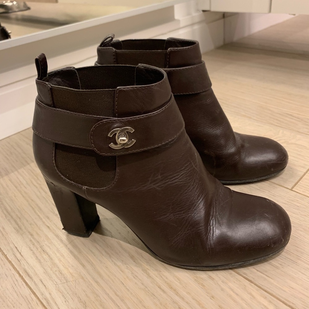 Chanel Brown Booties